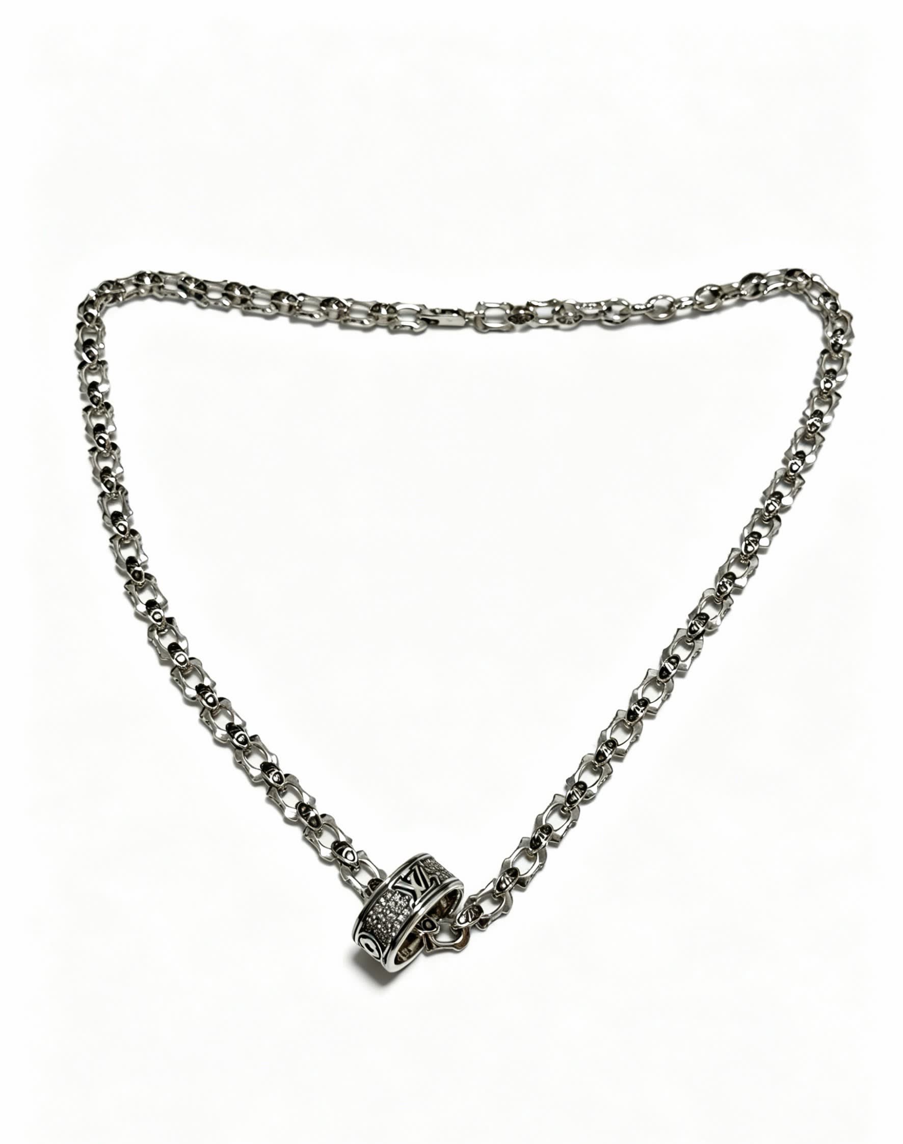 Louis Vuitton Silver Chain Necklace with Decorative Clasp